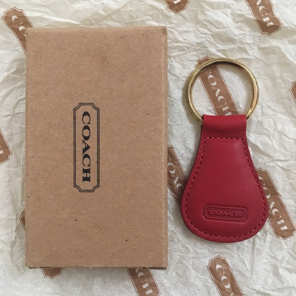 Coach Classic Teardrop Red Leather Key Fob